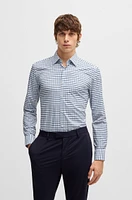 Slim-fit shirt checked performance-stretch material