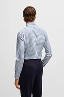 Slim-fit shirt checked performance-stretch material