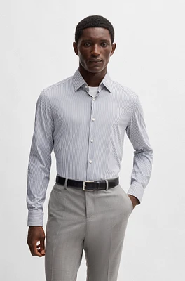 Slim-fit shirt striped performance-stretch fabric