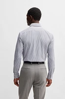 Slim-fit shirt striped performance-stretch fabric