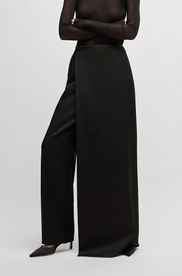 Relaxed-fit trousers with wrap front lustrous fabric