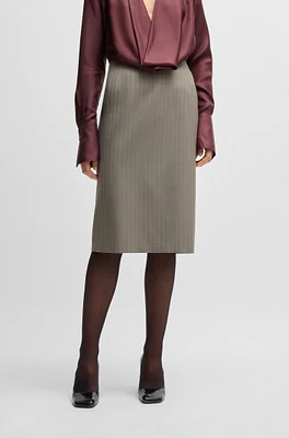 Pinstripe pencil skirt high-twist wool