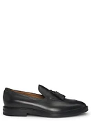 Italian leather loafers with tassel trim