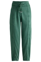 BOSS - Regular-fit trousers with paperbag waist Light Green