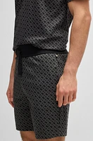 Interlock-cotton pajama shorts with monogram print