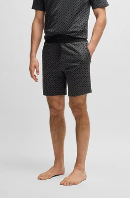 Interlock-cotton pajama shorts with monogram print