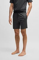 Interlock-cotton pajama shorts with monogram print