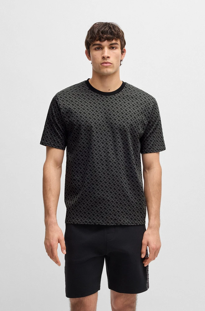 Interlock-cotton pajama T-shirt with Double B monogram print