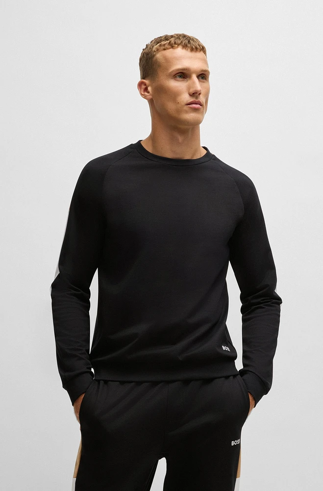 Regular-fit sweatshirt cotton terry with contrast panels