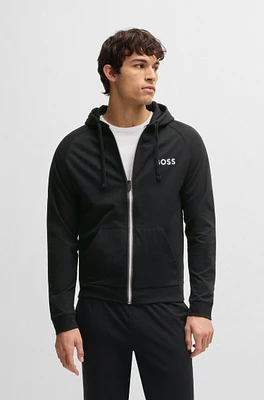 Cotton-terry zip-up hoodie with logo print