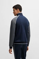 Zip-neck sweatshirt with contrast piping