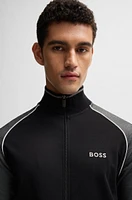 BOSS - Cotton zip-up jacket with contrast piping Black