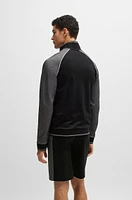 BOSS - Cotton zip-up jacket with contrast piping Black