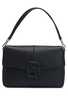 BOSS - Grained faux-leather saddle bag with Double B monogram