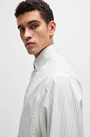 Regular-fit shirt striped cotton with layered effect