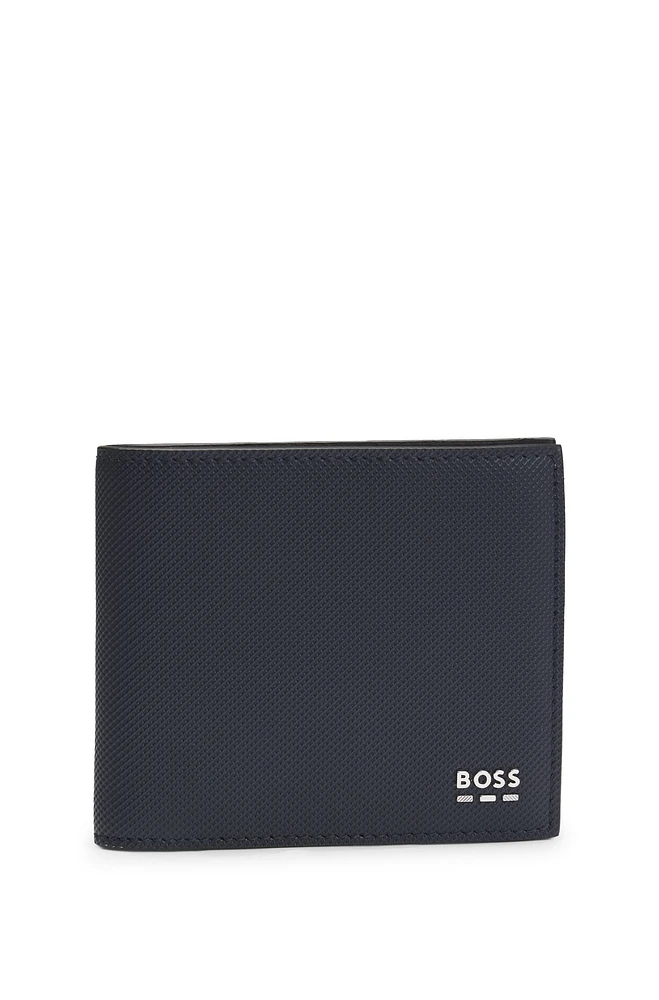 Structured wallet with silver-tone logo