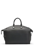 Grained-leather holdall with detachable metal padlock