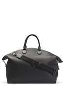 Grained-leather holdall with detachable metal padlock