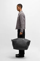 Grained-leather holdall with detachable metal padlock