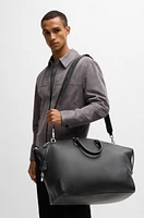 Grained-leather holdall with detachable metal padlock