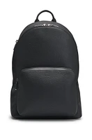 Backpack in grained Italian leather with two-way zip