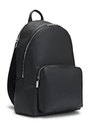 Backpack in grained Italian leather with two-way zip