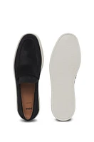 Suede penny loafers with rubber sole