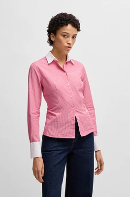 Slim-fit blouse striped cotton poplin