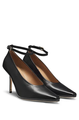 Nappa-leather pumps with ankle strap