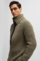 Structured-wool sweater with deep V neckline