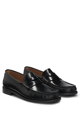 BOSS - Penny-trim loafers brush-off leather Black