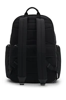 Backpack with leather trims and two-way zip