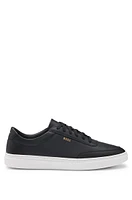 Coated-leather trainers with gold-tone logo