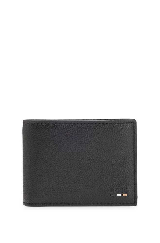 Grained faux-leather wallet with logo and signature stripe