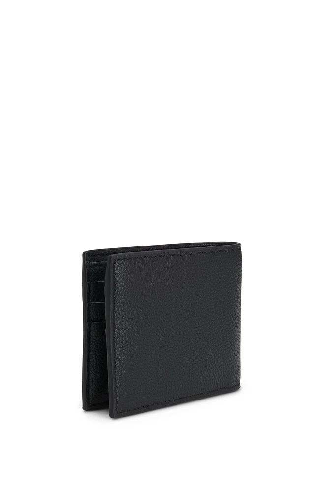 Grained faux-leather wallet with logo and signature stripe