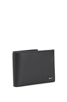 Grained faux-leather wallet with logo and signature stripe