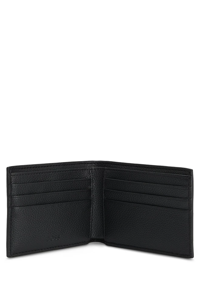 Grained faux-leather wallet with logo and signature stripe