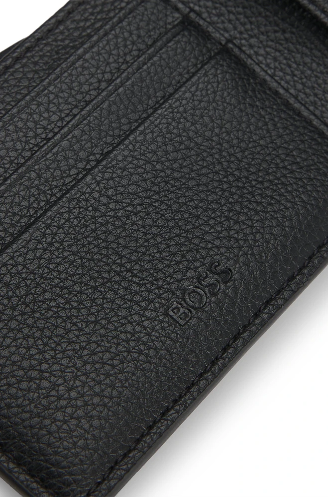Grained faux-leather wallet with logo and signature stripe