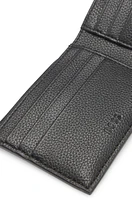 Grained faux-leather wallet with logo and signature stripe