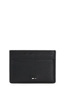 BOSS - Grained faux-leather card holder with signature details - Black