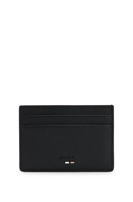 Grained faux-leather card holder with money clip