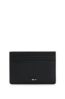 Grained faux-leather card holder with money clip