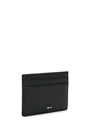 Grained faux-leather card holder with money clip