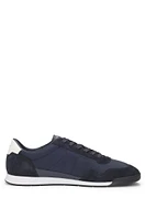 Mixed-material lace-up trainers with suede trims