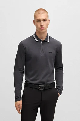 Long-sleeved polo shirt cotton piqué