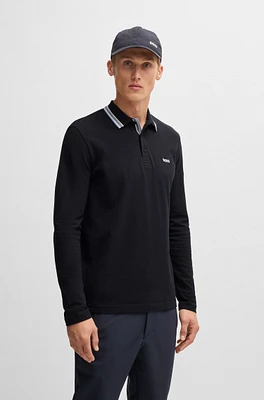 Long-sleeved polo shirt cotton piqu