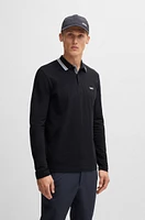 Long-sleeved polo shirt cotton piqu