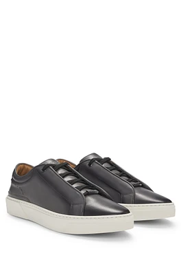 BOSS - Gary low-top trainers burnished leather Dark Grey