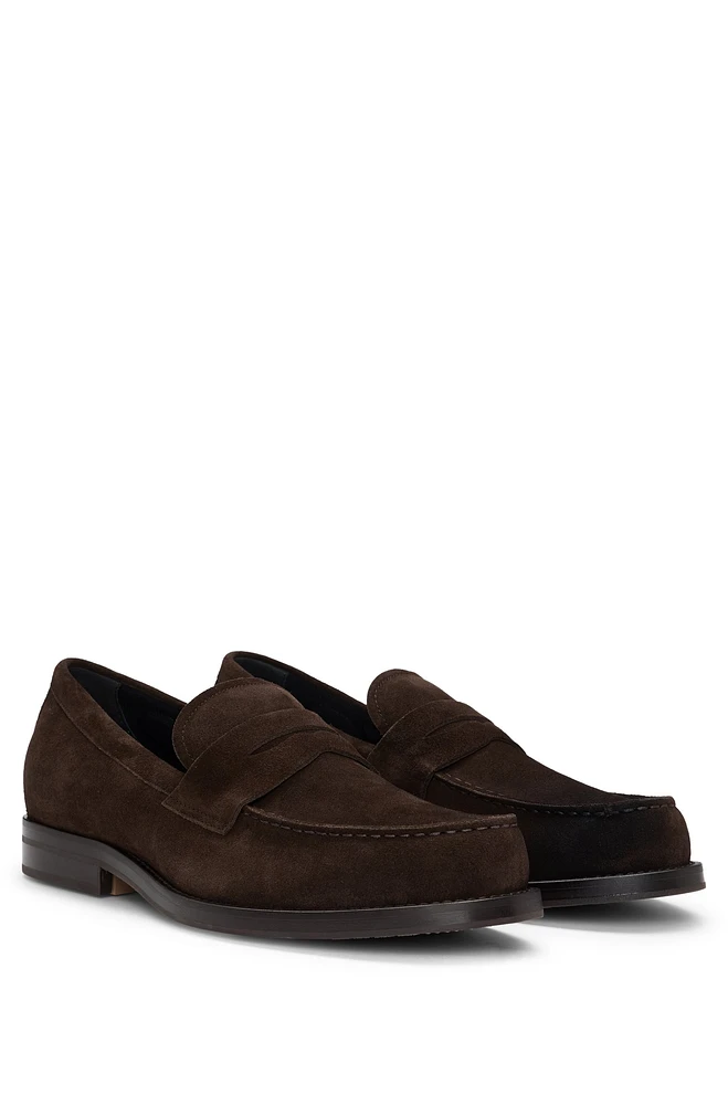 BOSS - Dressletic penny loafers suede Dark Brown