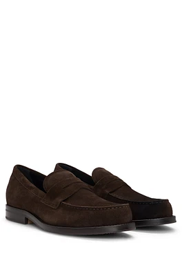 BOSS - Dressletic penny loafers suede Dark Brown